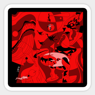 the whale and the earthly delights paradise hell ecopop art Sticker